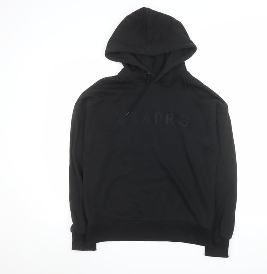 USA Pro Womens Black Hoodie UK 12 Pullover Cotton Blend Casual