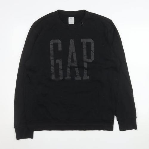 GAP Mens Black M Crew Neck Pullover Sweatshirt Cotton Blend