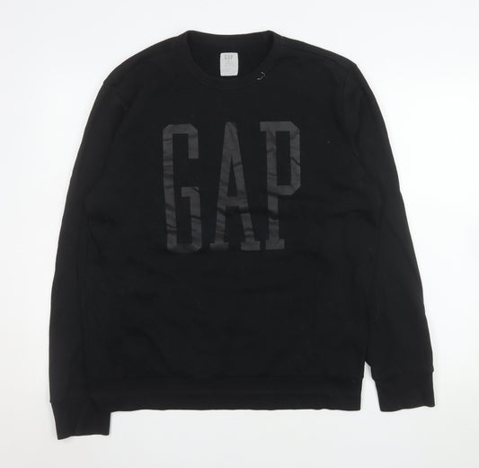GAP Mens Black M Crew Neck Pullover Sweatshirt Cotton Blend