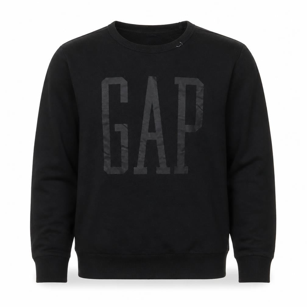Front view of Gap men’s black m crew neck pullover sweatshirt cotton blend