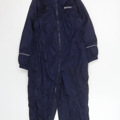 Regatta Boys Blue Waterproof Hooded Snowsuit 6-7 Years Winter Outerwear