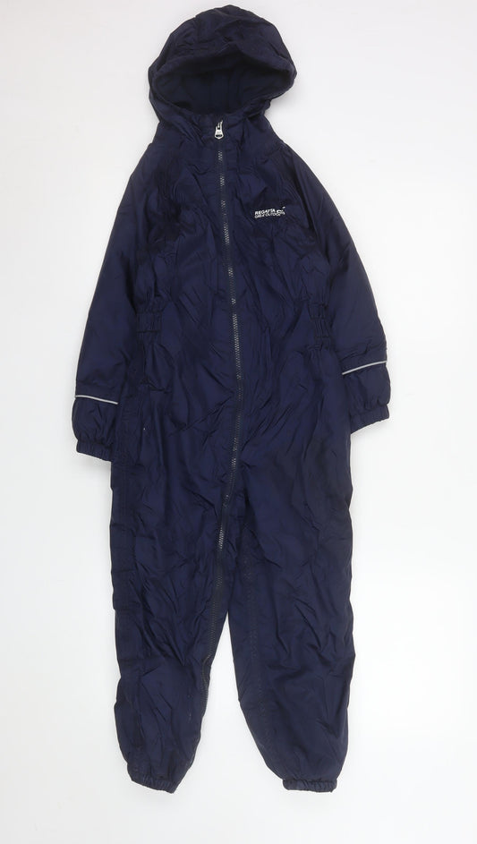 Regatta Boys Blue Waterproof Hooded Snowsuit 6-7 Years Winter Outerwear