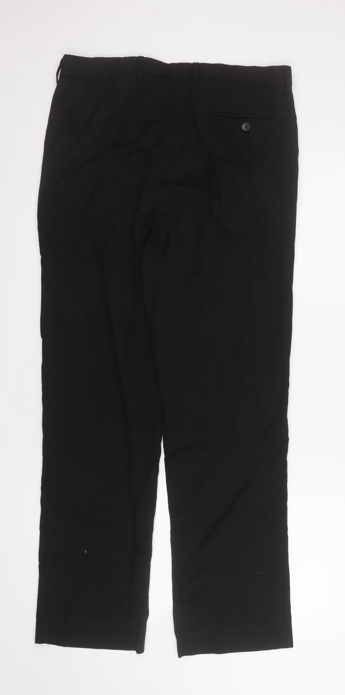 Matalan Men's Black 32x31 Regular Fit Dress Trousers