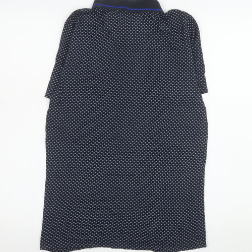Matalan Men's Blue Small Geometric Cotton Polo Shirt