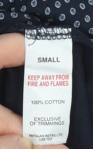 Matalan Men's Blue Small Geometric Cotton Polo Shirt