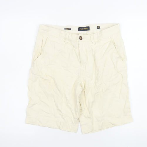 Piombo Men's Beige Chino Shorts Size S Casual Cotton