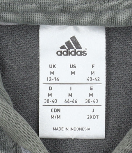Adidas Girls Grey Hooded Track Jacket M 12-14 Years Full Zip Striped
