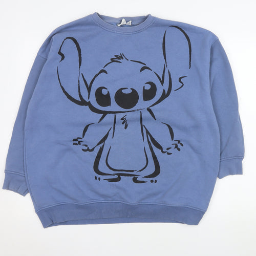 Primark Women Blue Stitch Graphic Pullover Sweatshirt Size 10/12