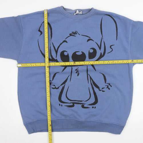 Primark Women Blue Stitch Graphic Pullover Sweatshirt Size 10/12