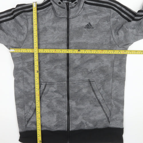 Adidas Men Grey Sport Essentials Hooded Full Zip Jacket M
