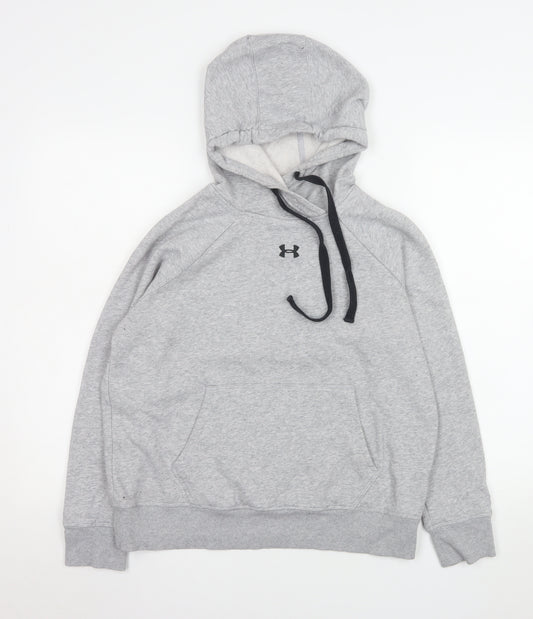 Under Armour Women's Grey Pullover Hoodie Small Loose Fit Cotton Blend