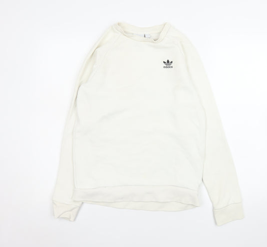 Adidas Men’s Ivory Crew Neck Pullover Sweatshirt XS Logo Cotton