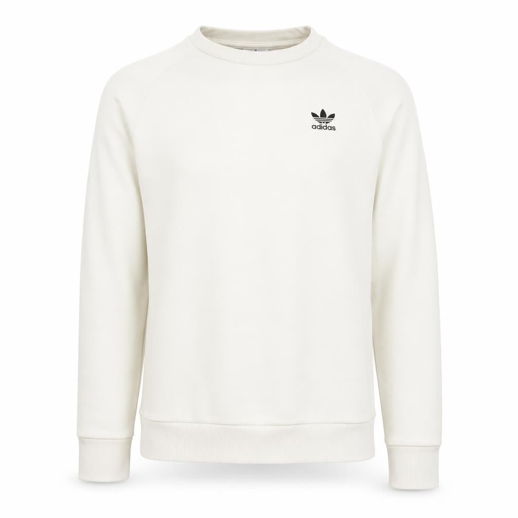 Front view of Adidas Men’s Ivory Crew Neck Pullover Sweatshirt XS Logo Cotton