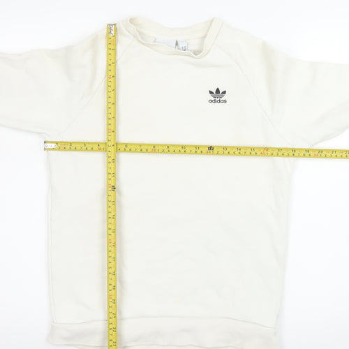 Adidas Men’s Ivory Crew Neck Pullover Sweatshirt XS Logo Cotton