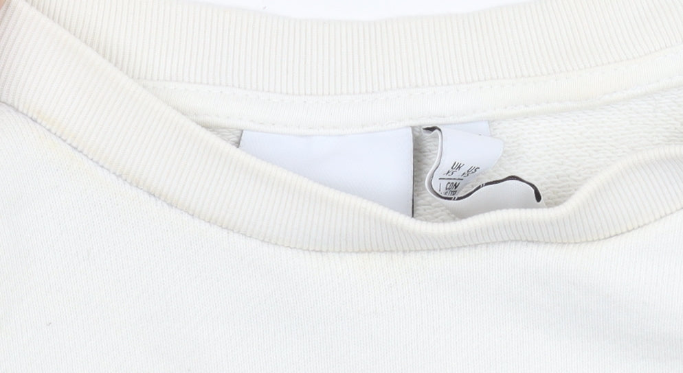 Adidas Men’s Ivory Crew Neck Pullover Sweatshirt XS Logo Cotton