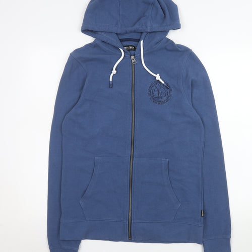 Saltrock Men's Blue Hooded Full Zip Cotton Jacket S
