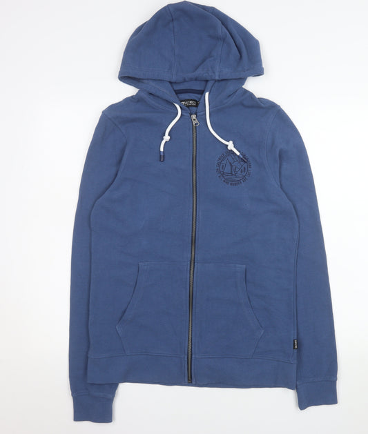 Saltrock Men's Blue Hooded Full Zip Cotton Jacket S