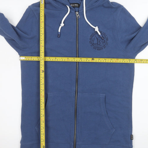 Saltrock Men's Blue Hooded Full Zip Cotton Jacket S