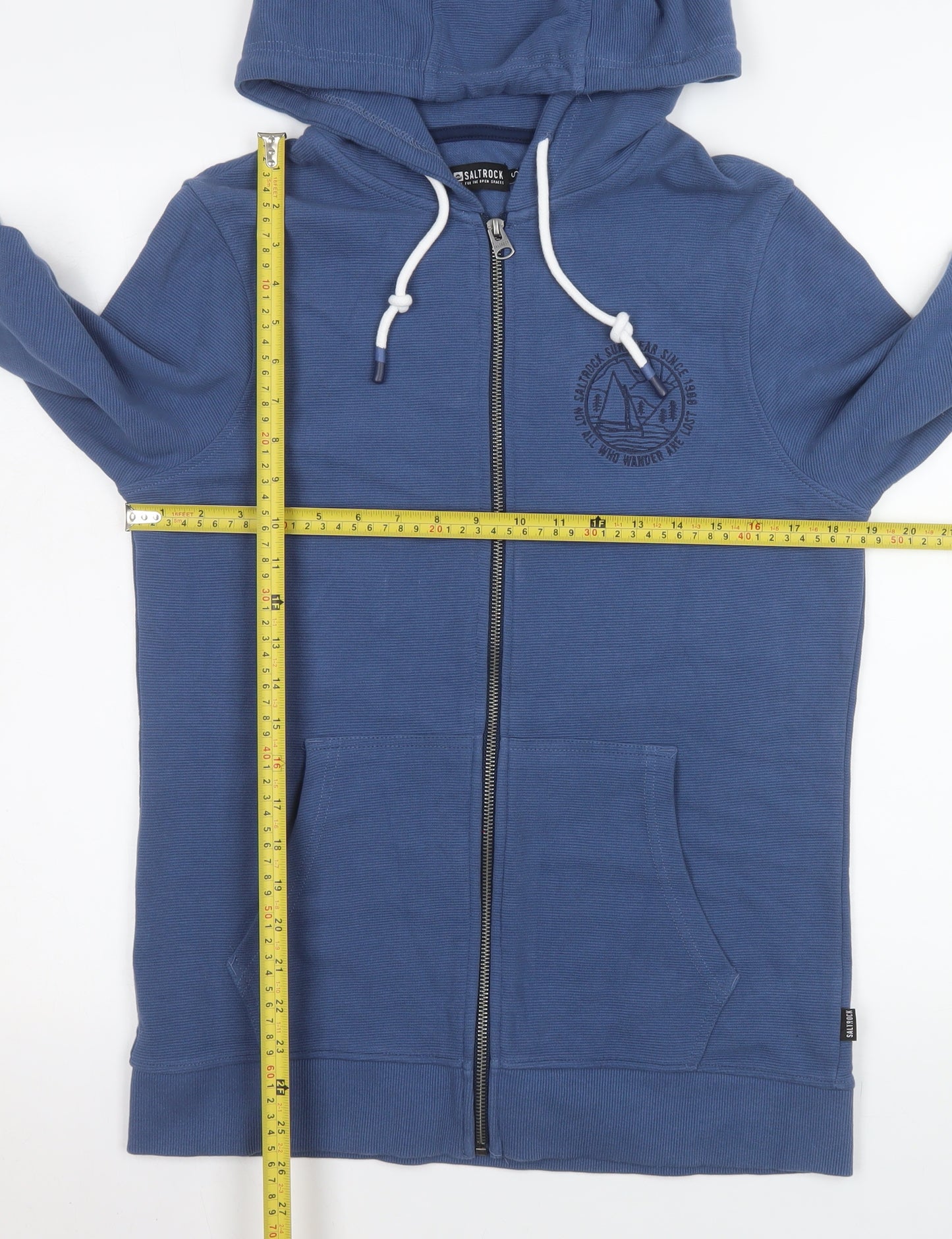 Saltrock Men's Blue Hooded Full Zip Cotton Jacket S