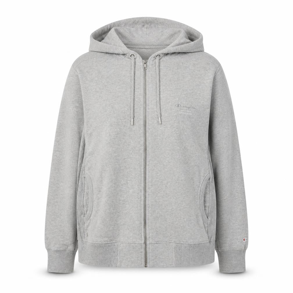 Front view of Champion Women's Grey Easy Fit Full Zip Hoodie Jacket L