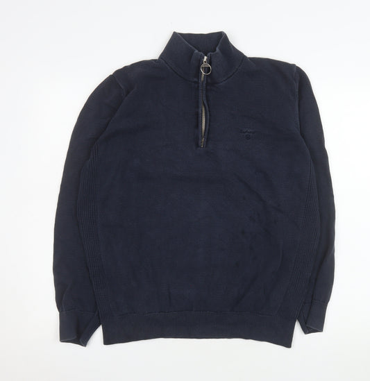 Barbour Men's Blue 1/2 Zip Knit Sweatshirt Jumper L