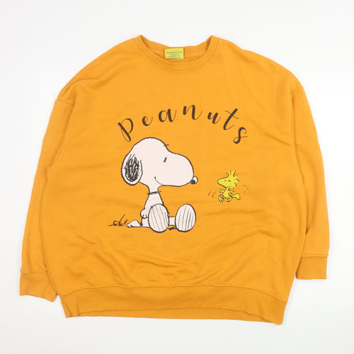 Snoopy Peanuts Mustard Yellow Women's M Pullover Sweatshirt