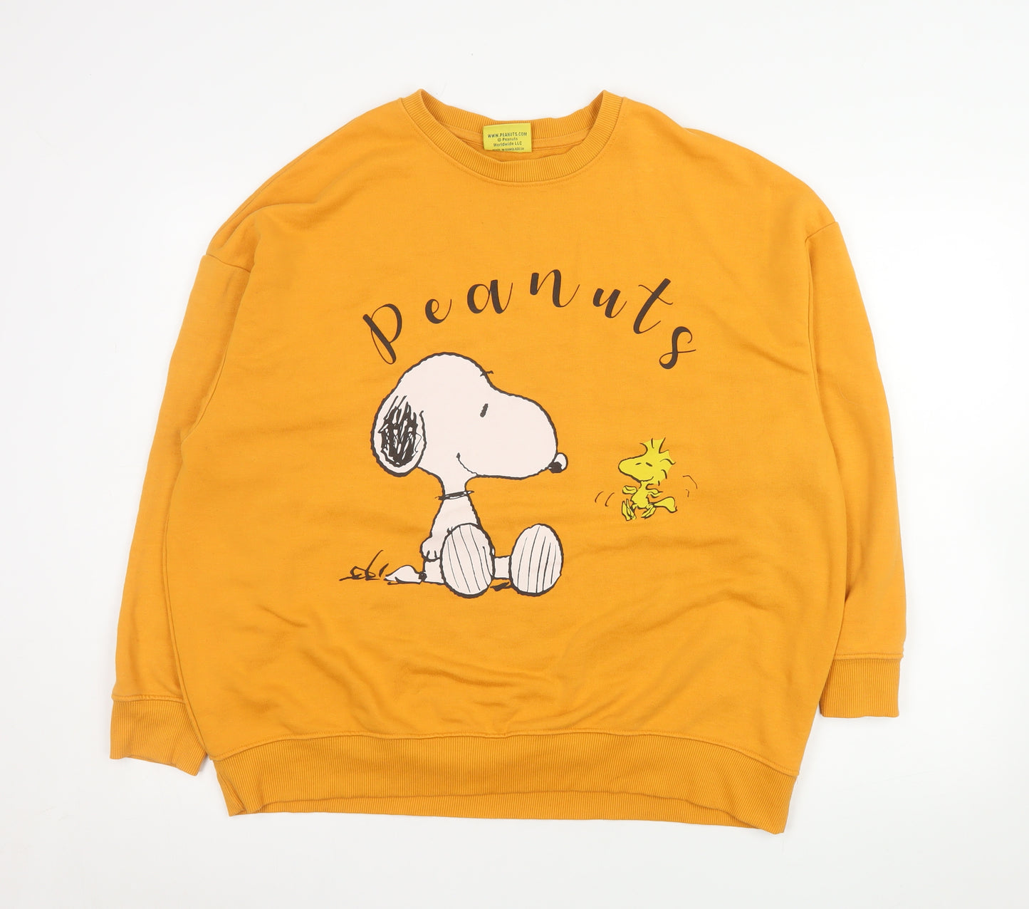 Snoopy Peanuts Mustard Yellow Women's M Pullover Sweatshirt