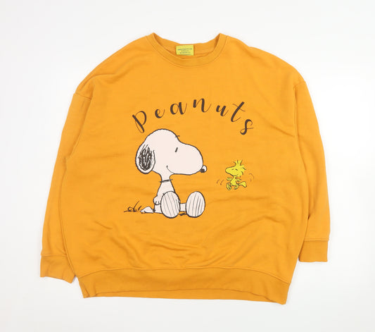 Snoopy Peanuts Mustard Yellow Women's M Pullover Sweatshirt