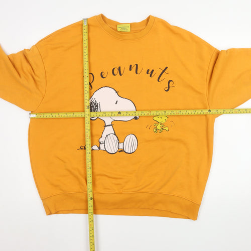 Snoopy Peanuts Mustard Yellow Women's M Pullover Sweatshirt