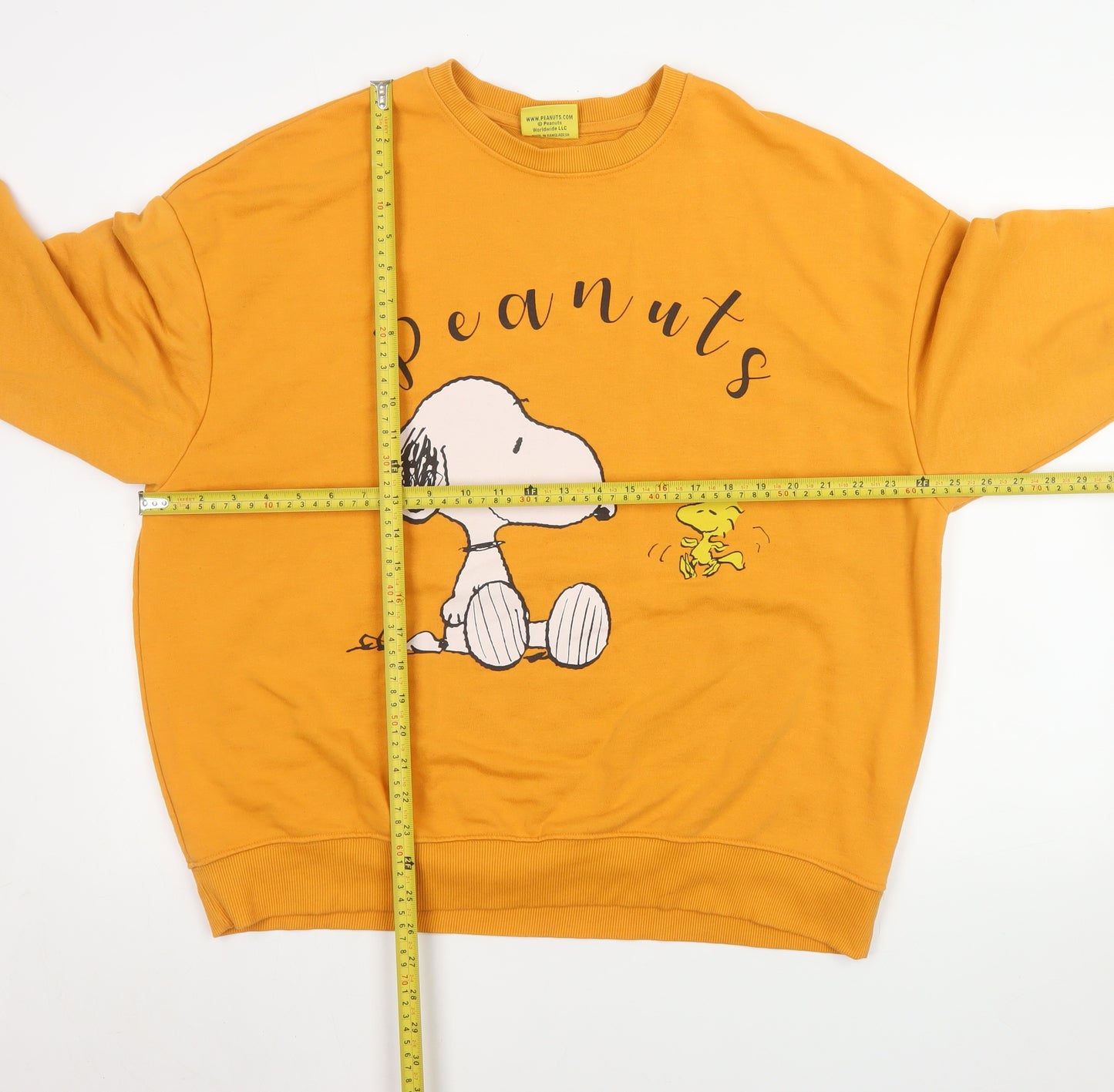 Snoopy Peanuts Mustard Yellow Women's M Pullover Sweatshirt