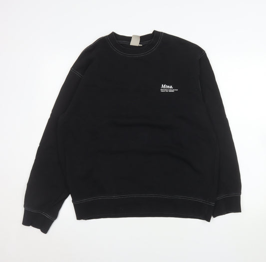 SPAO Men’s Black L Crew Neck Pullover Sweatshirt