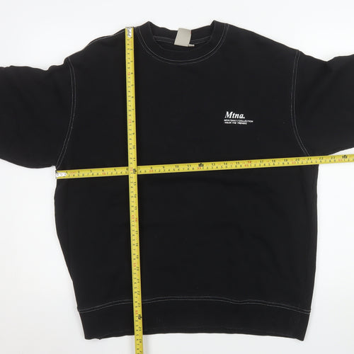 SPAO Men’s Black L Crew Neck Pullover Sweatshirt