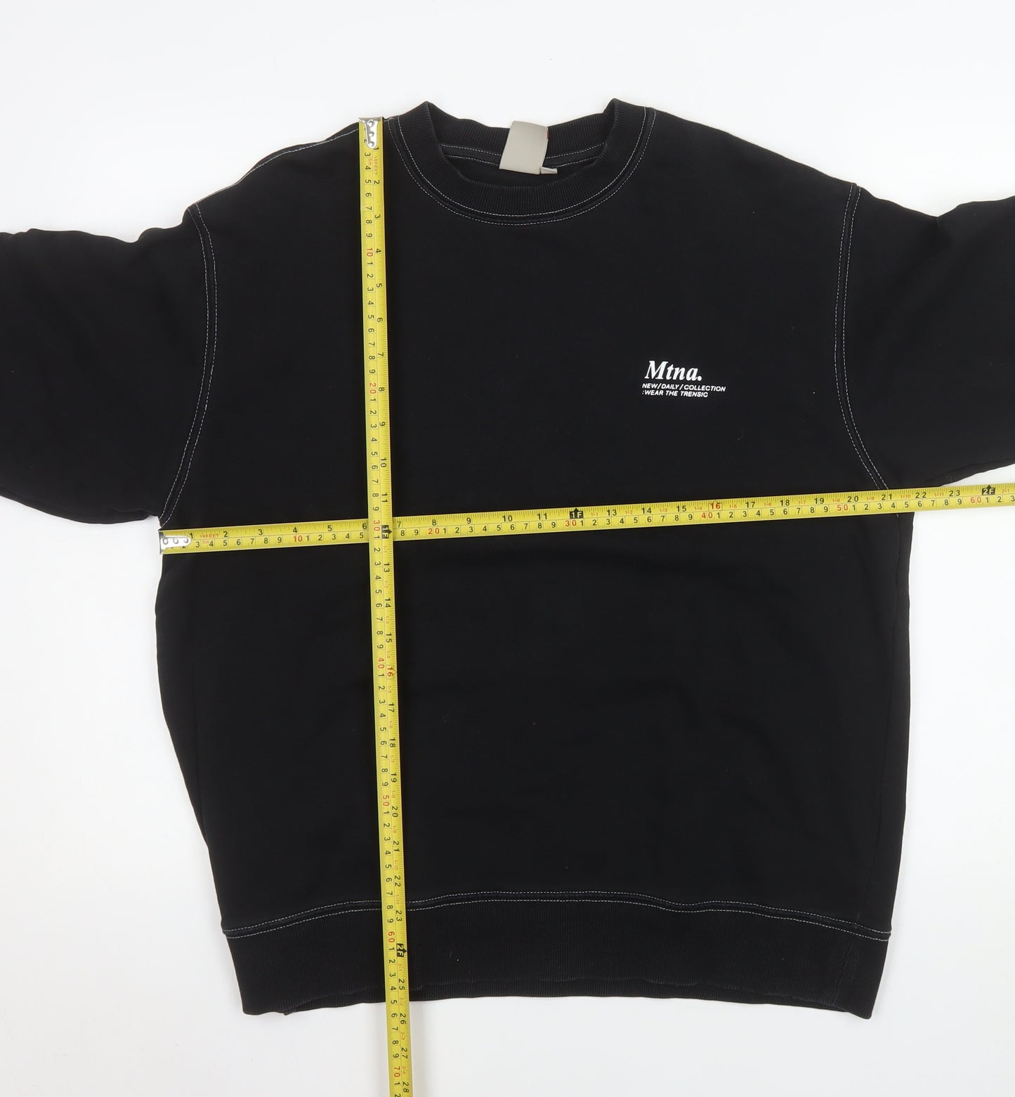 SPAO Men’s Black L Crew Neck Pullover Sweatshirt