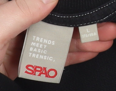 SPAO Men’s Black L Crew Neck Pullover Sweatshirt