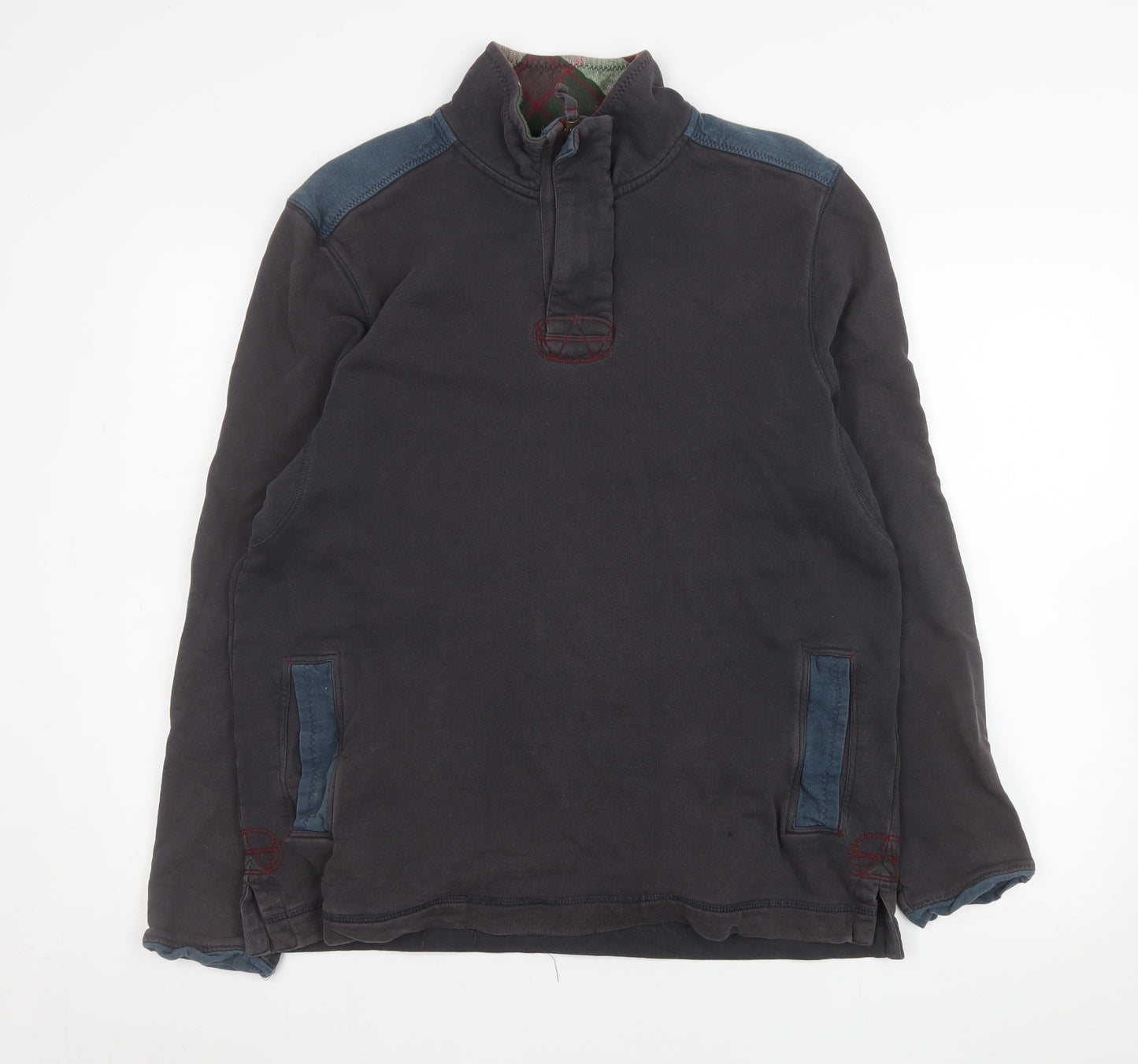 W Stuff & Co Mens Black 1/4 Zip Pullover Sweatshirt Medium Cotton