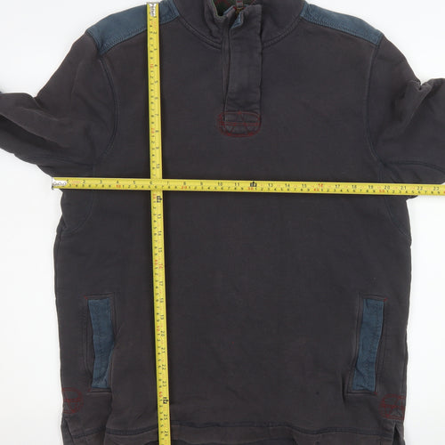 W Stuff & Co Mens Black 1/4 Zip Pullover Sweatshirt Medium Cotton