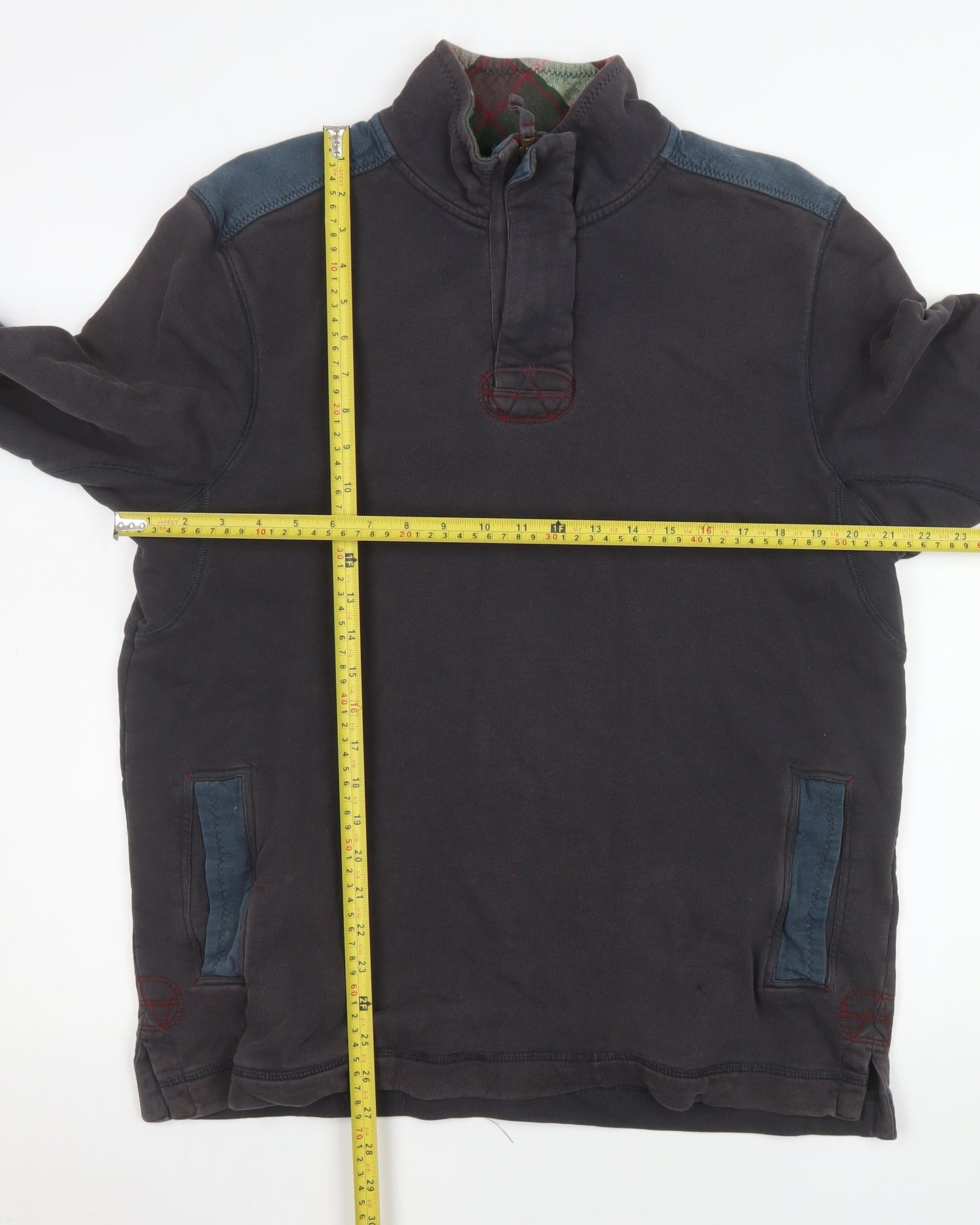 W Stuff & Co Mens Black 1/4 Zip Pullover Sweatshirt Medium Cotton