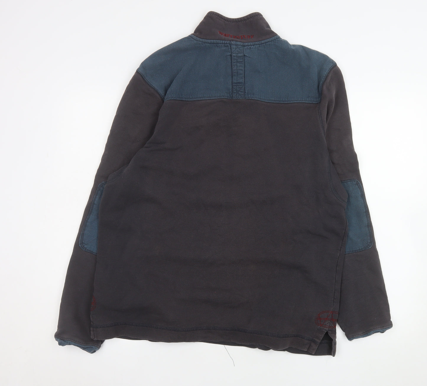 W Stuff & Co Mens Black 1/4 Zip Pullover Sweatshirt Medium Cotton