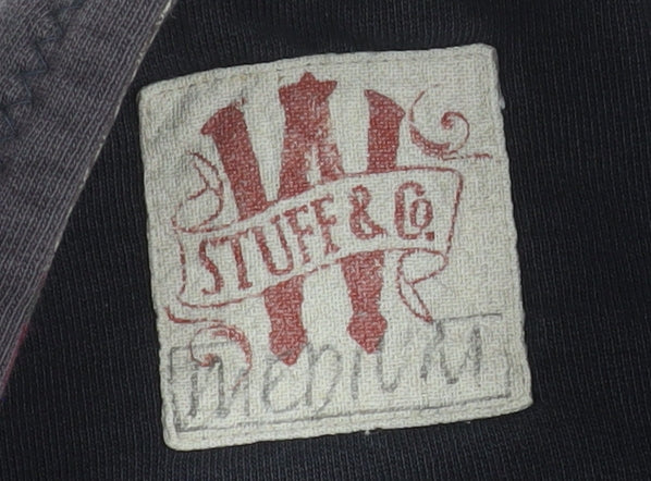 W Stuff & Co Mens Black 1/4 Zip Pullover Sweatshirt Medium Cotton