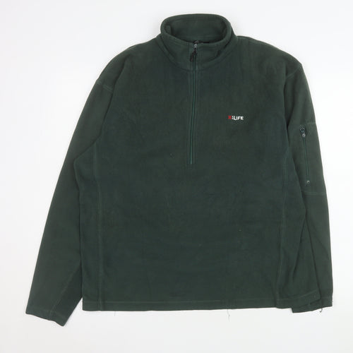X:Life Men's Green Fleece 1/4 Zip Pullover Sweatshirt M