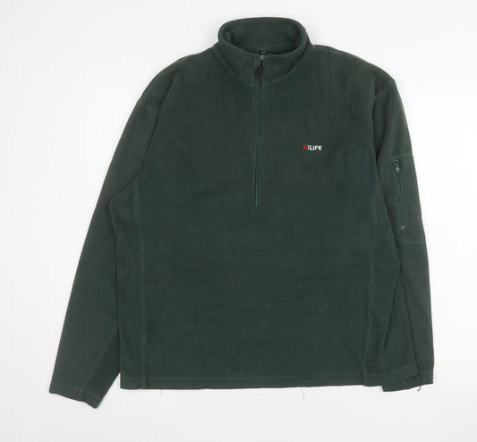 X:Life Men's Green Fleece 1/4 Zip Pullover Sweatshirt M