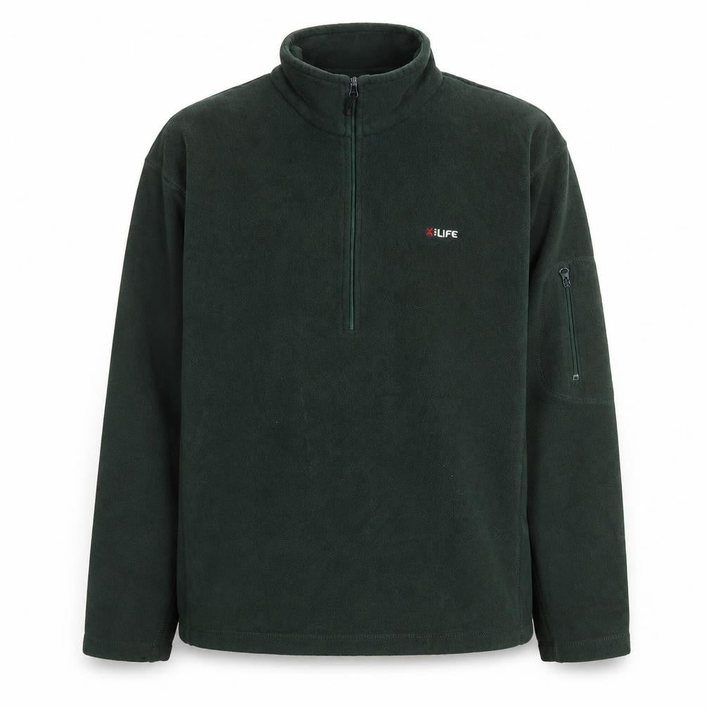 Front view of X:Life Men's Green Fleece 1/4 Zip Pullover Sweatshirt M
