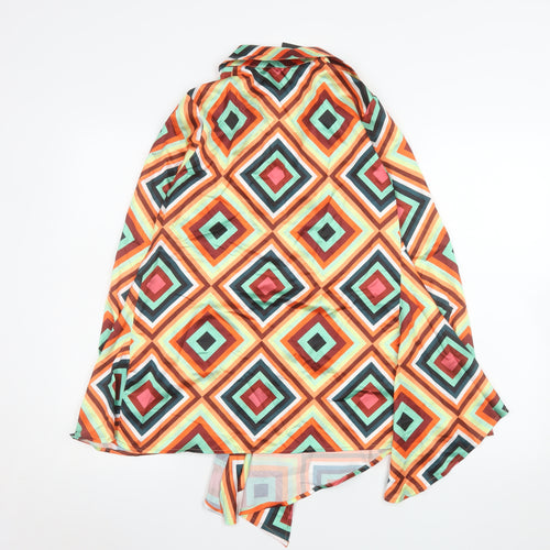 Nasty Gal Women's Multicoloured Wrap Blouse UK 4 Retro Geometric Style