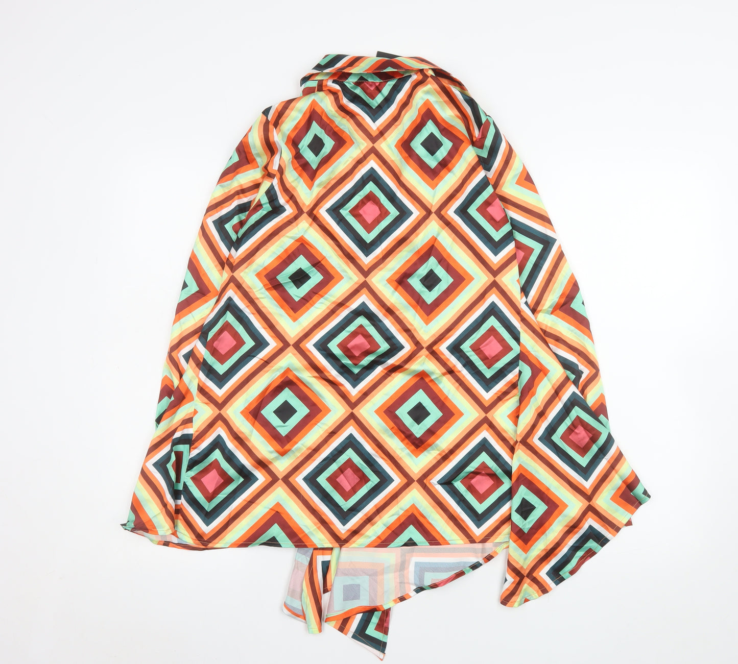 Nasty Gal Women's Multicoloured Wrap Blouse UK 4 Retro Geometric Style