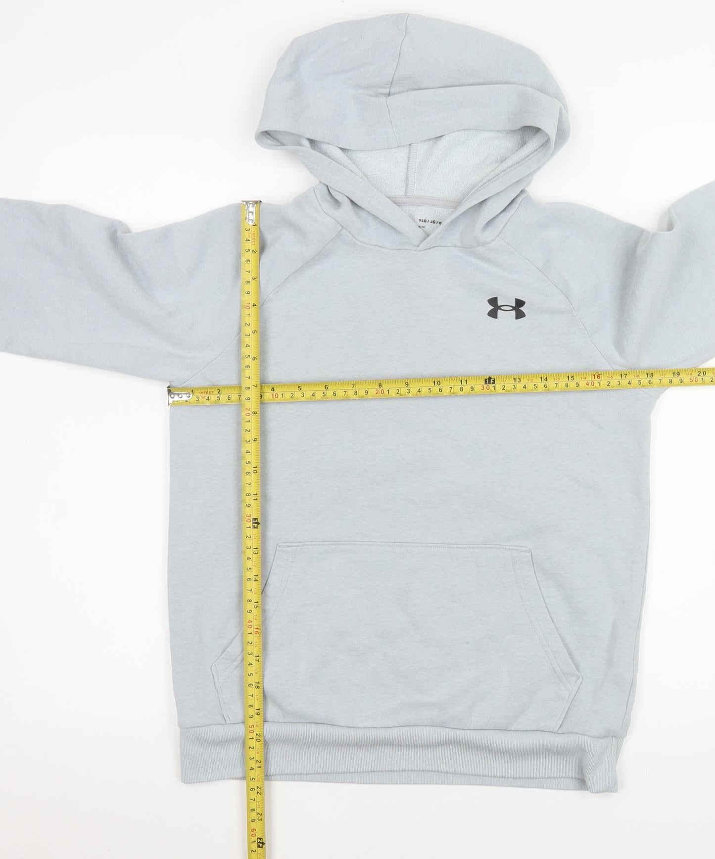 Under Armour Boys Grey Pullover Hoodie YLG Cotton Blend Fleece