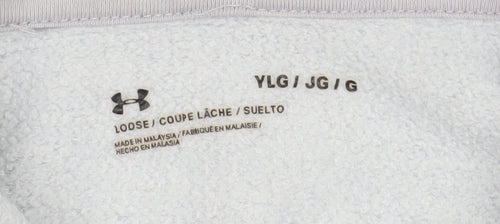 Under Armour Boys Grey Pullover Hoodie YLG Cotton Blend Fleece