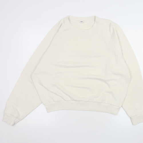 Uniqlo Women Beige Cotton Blend Pullover Sweatshirt L