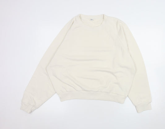 Uniqlo Women Beige Cotton Blend Pullover Sweatshirt L
