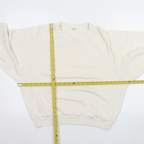 Uniqlo Women Beige Cotton Blend Pullover Sweatshirt L