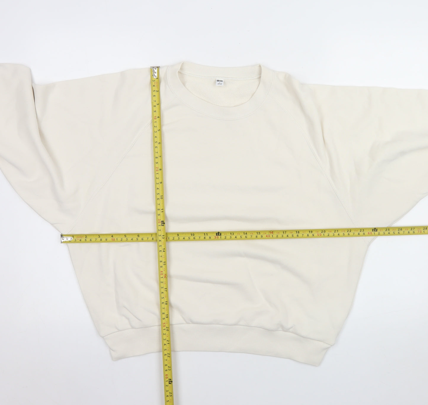 Uniqlo Women Beige Cotton Blend Pullover Sweatshirt L